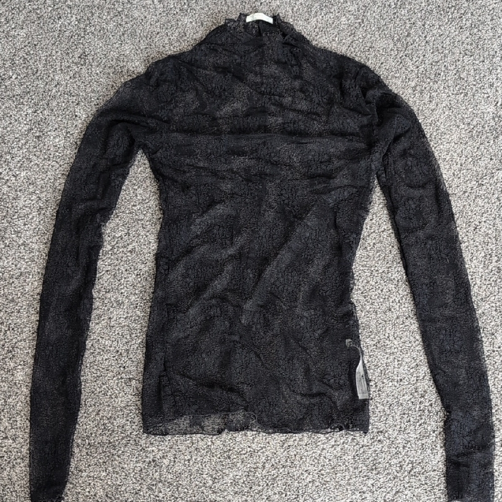 Free People Black Lace Long Sleeve Top